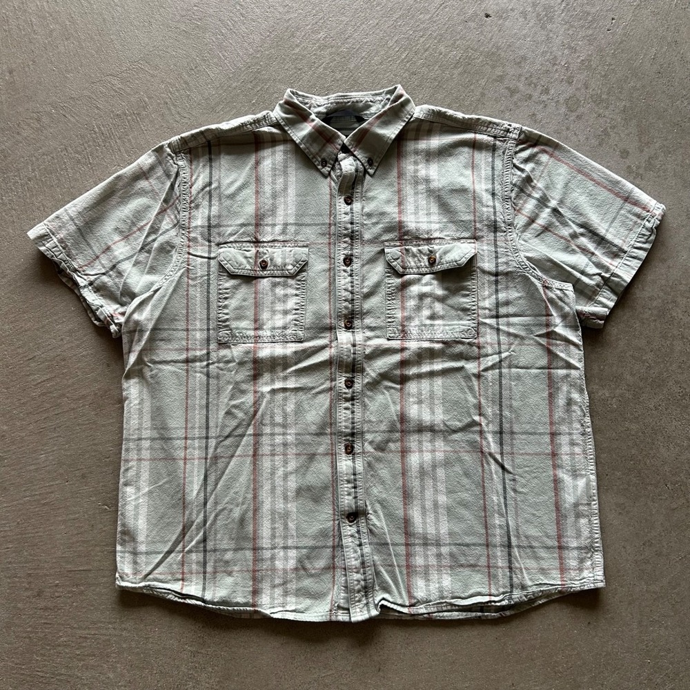 Carhartt Button Up Shirt Size XXL Green Plaid Loose Fit Short Sleeve Pockets